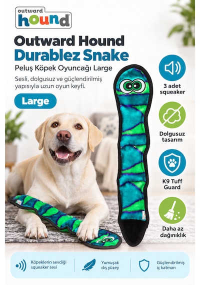 Outward Hound Durablez Snake Dayanıklı Sesli Ve Dolgusuz Yılan Peluş Köpek Oyuncağı Large