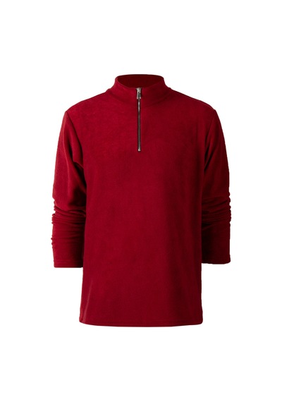 Terapi Men Kırmızı Yarım Fermuarlı Regular Kalıp Dik Yaka Polar Sweatshirt Kırmızı