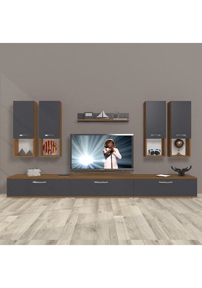 Decoraktiv Eko 8da Mdf Tv Ünitesi Tv Sehpası Ceviz - Antrasit