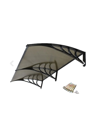 Kapı Üstü Pratik Sundurma 240 Cm X 80 Cm Siyah Ayak -bronz Levha
