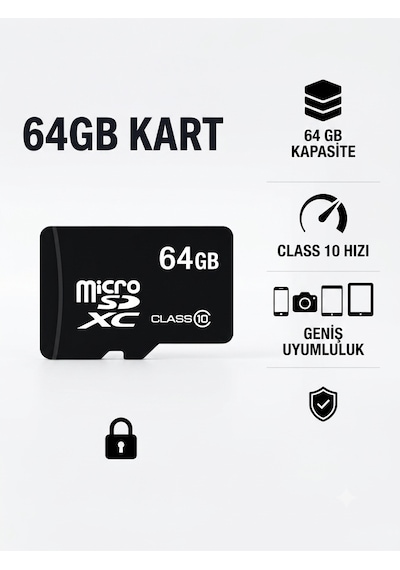 64 Gb Micro Sd Kart- Telefon, Kamera & Tablet Uyumlu