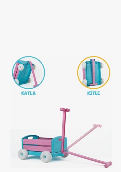 Çek Çek Arabam 4 Tekerli Katlanabilir Taşıma Ve Depolama Amaçlı Kullanılabilir Oyuncak Pembe Araba
