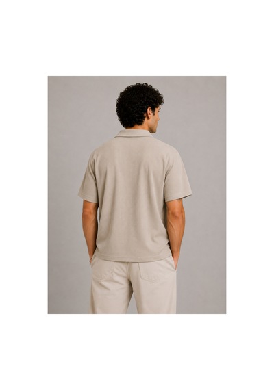 Parshey Regular Fit Fitilli Patlı Polo Yaka Erkek Tişört Premium Ottoman Kumaş Bej