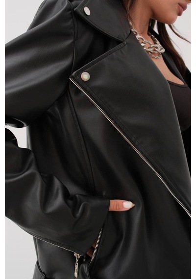 Jk Stores Vatkalı Oversize Biker Ceket Siyah