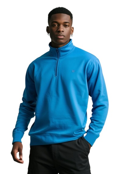 Yarım Fermuar Sweatshirt Mavi