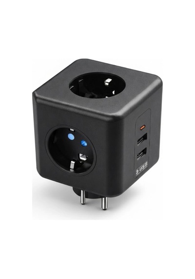 Akım Korumalı Küp Priz 3 Priz Girişi Ve 3 Usb Şarj Özellikli Standart