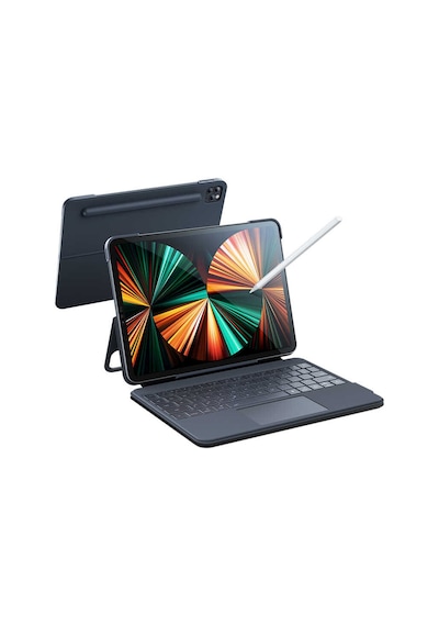 Benks KB02 Apple Uyumlu iPad  Pro 12.9 5. Nesil M1 2021 Kablosuz Klavyeli Kılıf Bluetooth Trackpad Keyboard - ZORE-216910