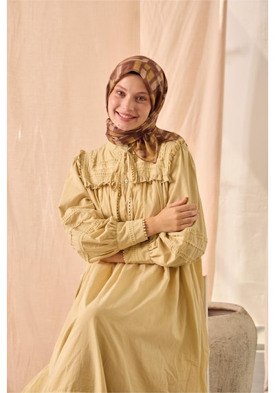 Silk Home Soft Eşarp 73096-10 Kahverengi, Krem, Acı Kahve, Hardal