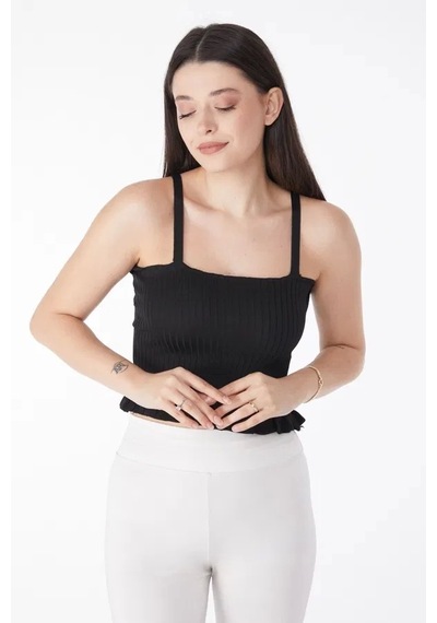 Kazax Yazlık Triko Crop Siyah