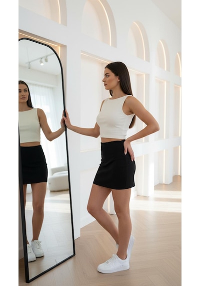 Biye Detaylı Crop Top Ekru