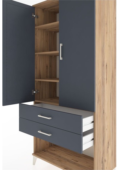 Hyperion Dolap 4 Raflı 2 Çekmeceli 2 Kapaklı 88x44x195 Çam-an... Çam