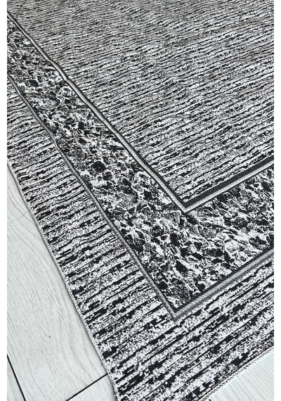 Savan İnce Desenli Kilim Yıkanabilir Pamuklu Dokuma 2x3 Metre Gri Çok Renkli