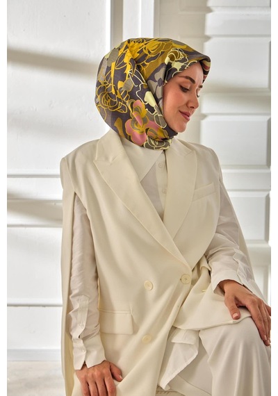 Silk Home Twill İpek Eşarp 11483-11 Antrasit, Sarı, Pembe, Gri, Füme, Yağ Yeşili