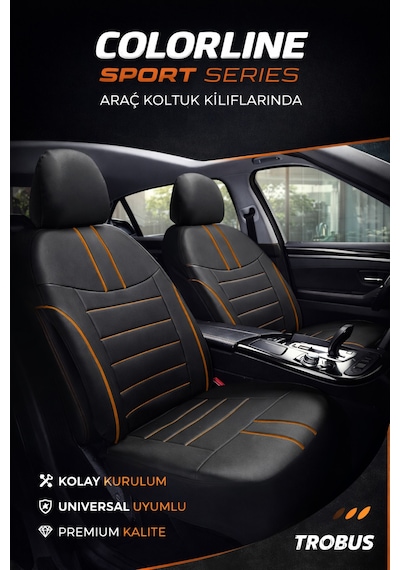 Ford Fiesta 2008 Ve Sonrası Uyumlu Colorline Sport Deri Siyah - Taba Koltuk Kılıfı