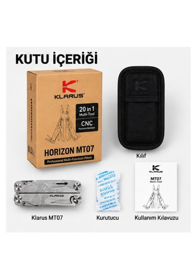 Klarus Mt07 Multitool 20 Fonksiyonlu Pense Gümüş