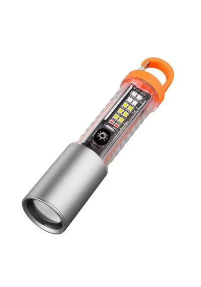 Fenerix HS-2302 Şarjlı Taktik Çakarlı Asker Polis El Feneri 1000 Lümen Beyaz - Gri