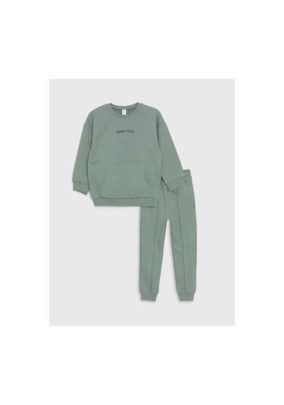 LC Waikiki Lcw Kids Yeşil Bisiklet Yaka Erkek Çocuk Sweatshirt Ve Eşofman Alt 2'li