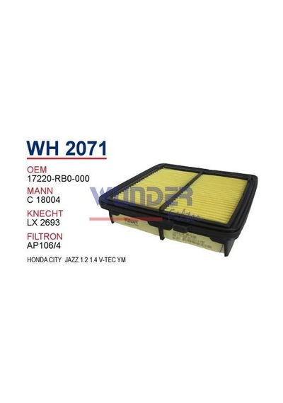 WUNDER WH2071 HAVA FİLTRESİ - HONDA CITY-JAZZ III 1,2-1,4 VTEC