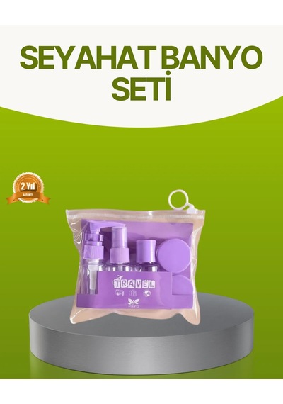 Seyahat Banyo Seti 5 Parça Şeffaf Taşıma Çantalı 30 Ml Mor