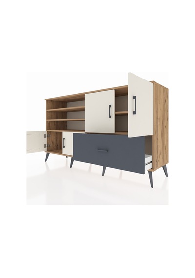 Hyperion Konsol 5 Raflı Tek Çekmeceli 4 Kapaklı 176x44x99 Çam-ayt Çam-aytaşı/antrasit Hyperion Konsol 5 Raflı Tek Çekmeceli 4 Kapaklı 176x44x99 Çam-ayt Çam-aytaşı/antrasit