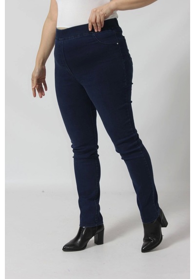Moda Berray R001 Beli Lastikli Esnek Büyük Beden Mevsimlik Mavi Kot Pantolon Mavi