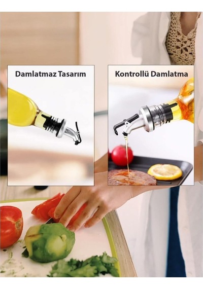 Şişe Ucu Tıpası Akıtmaz Yağlık Cam Şişe Başlığı Limon Sirke Sıvıyağ Şişesi Aparatı Siyah Diğer