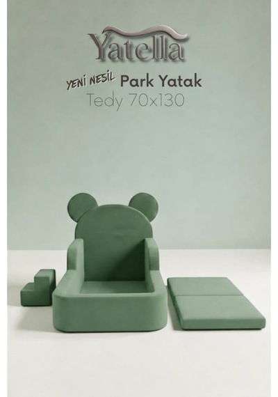 Yatella Luxury Tedyy Baza Ve Başlıklı Montessori Full Sünger Yatak Seti 70 X 130 Gri
