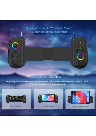 Bsp-d8 Bluetooth 5.2 Android/Apple Uyumlu iOS Tablet Telefon Mobil Telefon Tutucu Joystick Gamepad