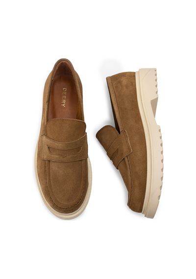 Deery Hakiki Süet Vizon Rengi Loafer Kadın Ayakkabı - 01903zvznp02 Vizon