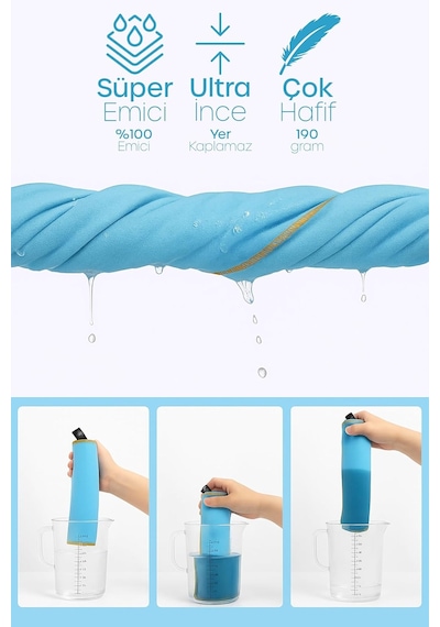 Ayrex Unisex Mikrofiber Plaj Havlusu 80x130 Cm Yumuşak Dokulu Deniz Banyo Sporcu Havlusu Large Boy Turkuaz Diğer