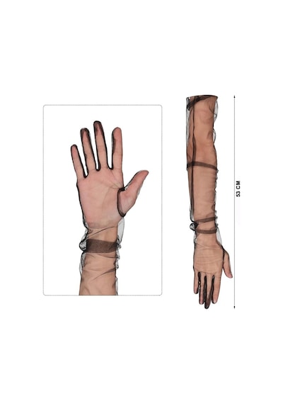 Uzun Boy Likralı Siyah Renk Yetişkin Mega Tül Eldiven 53 Cm Bx40 Diğer
