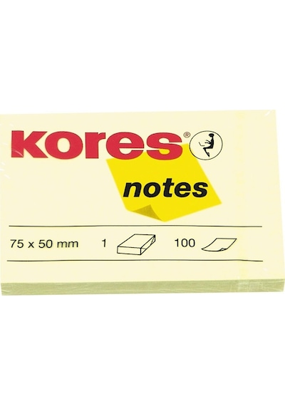 Kores Yapışkanlı Not Kağıdı Sarı 75x50 Mm 100 Syf 46057