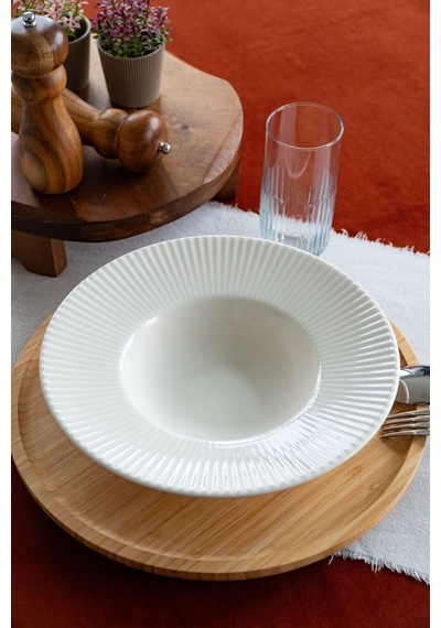 Satürn 27 Cm Porselen Makarna Tabağı Kırık Beyaz