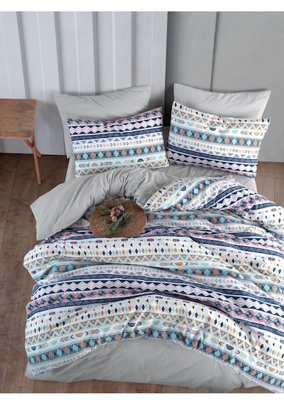 Mystory Home Lastikli Çarşaflı Çift Kişilik Nevresim Takımı Diamente