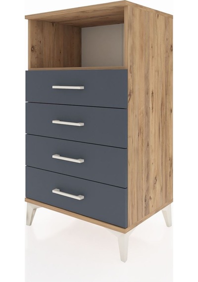 Hyperion Komodin Tek Raflı 4 Çekmeceli 60x44x106 Çam-antrasit Atlas Çam