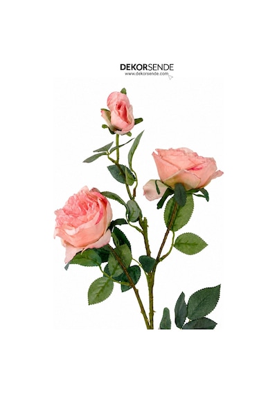 Yapay Çiçek Gül Dal 2 Kafa Tomurcuklu Pembe 72 Cm