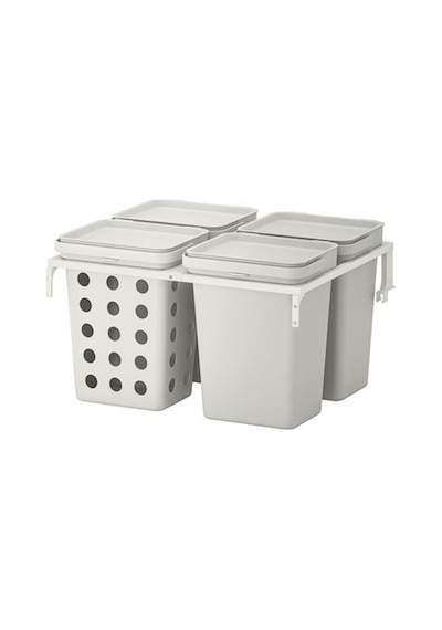 Hallbar Çöp Ayırma Çözümü Beyaz-açık Gri +set 40 Litre Gri