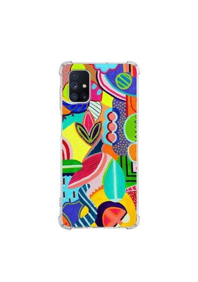 Samsung Galaxy M51 Uyumlu Retro Color 6 Baskılı Şeffaf Köşe Korumalı Antişok Kılıf