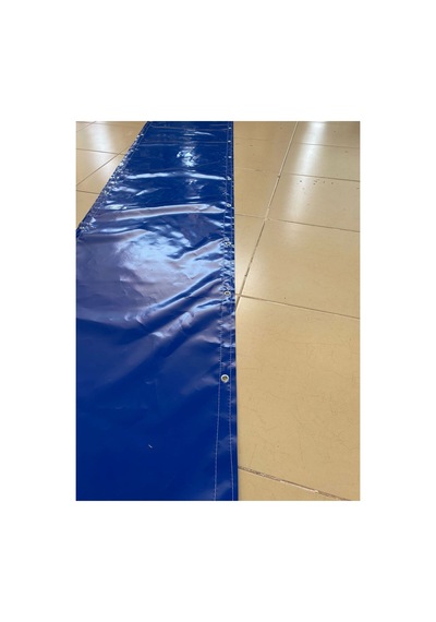 Mavi Balkon Brandası - 650 Gr Pvc Polyester - Kuşgözlü Ve Kolon Takviyeli Balkon Demiri Brandası Mavi