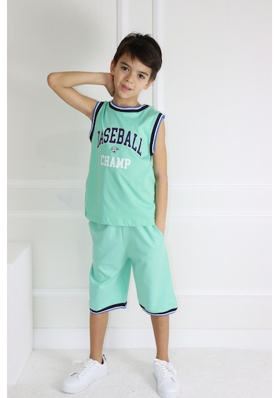 Erkek Çocuk Kolsuz Baseball Baskılı Basic Kaprili Takım 6-9 Yaş 001