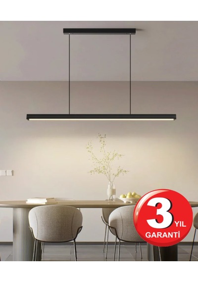 Linear 150cm Siyah Kasa Ledli Sarkıt Modern Led Avize, Salon, Mutfak, Masa Üstü Avize Aydınlatma Doğal