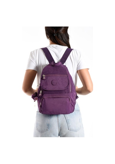 Baginn Kadın Sırt Çantası Kapaklı Model 30 25 Cm Hafif Klinkır Kumaş Spor Çantası Günlük Bayan Çantası Mor