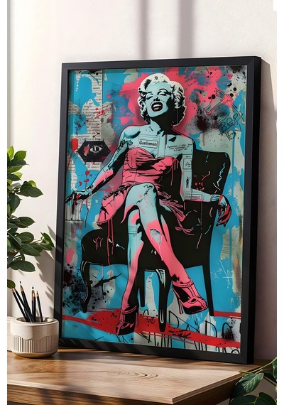 Marilyn Monroe İkonik Poz Çerçeveli Tablo - Pop Art Pembenin Gücü Poster Tablo