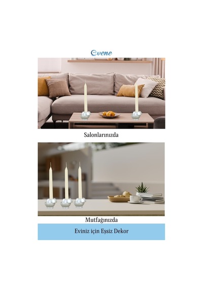 Mumluk Şamdan Tealight Ve İnce Mum Uyumlu Kesik Model - Gümüş