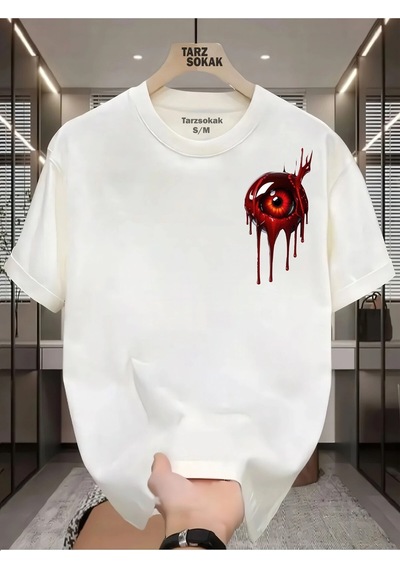 Startmore Unisex Kod 3 Eyelash Desen T-shirt Beyaz