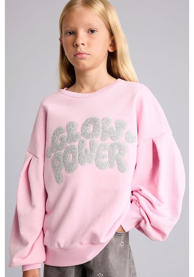 Defacto Bisiklet Yaka Baskılı Balon Kol Sweatshirt Kız Çocuk I5291a826wnpn441 Pembe-pn441