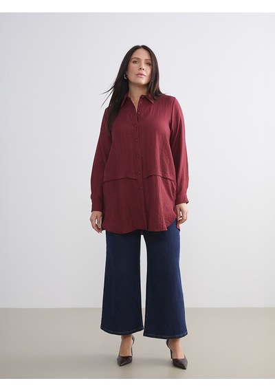 Lcwaıkıkı Classic Bordo Dokulu Kadın Gömlek Tunik