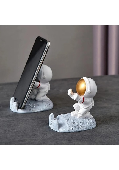 Astronot Telefon Standı Telefon Tutucu Tablet Standı Ergonomik Ve İşinizi Kolaylaştırır Kibar Ve Şık Görünümü İle Tahmininizden Çok İş Yapar Dekoratif Yapısı İle Hoş Bir Görüntü Sunar Gümüş Kafa