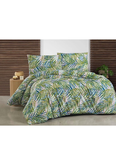 Menderes Home Cotton Collection Kreton Çift Kişilik Nevresim Seti Green Living Renkli