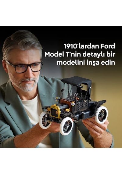 LEGO® Icons Ford Model T 11376 - Yetişkinler için Açılan Tavan İçeren Klasik Dekoratif Otomobil Modeli Yapım Seti (1060 Parça)